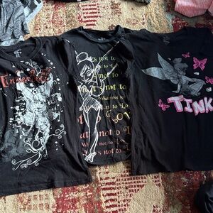 Disney Tinkerbell Black and Pink Kids T-Shirts